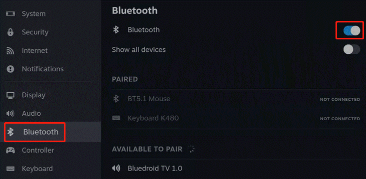 Schalten Sie den Bluetooth ein