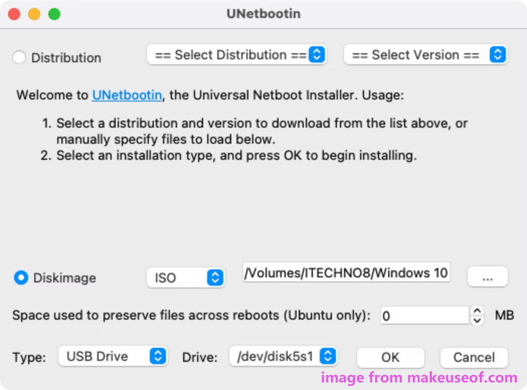 bootfähiges Windows 10 USB mit UNetbootin auf Mac erstellen