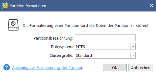 Formatieren Sie die Partition per MiniTool Partition Assistent