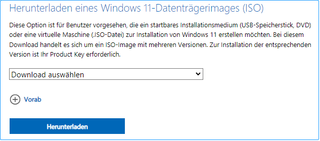 Laden Sie Windows 11 ISO herunter