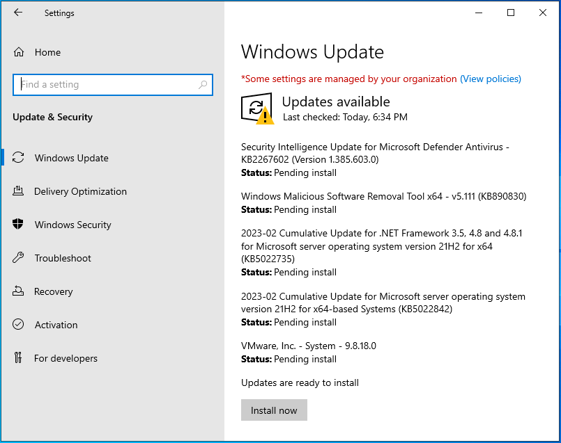 Windows Server 2022 neueste Updates installieren