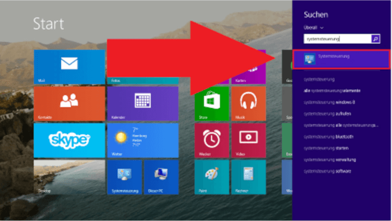 Öffnen Sie die Systemsteuerung von Windows 8
