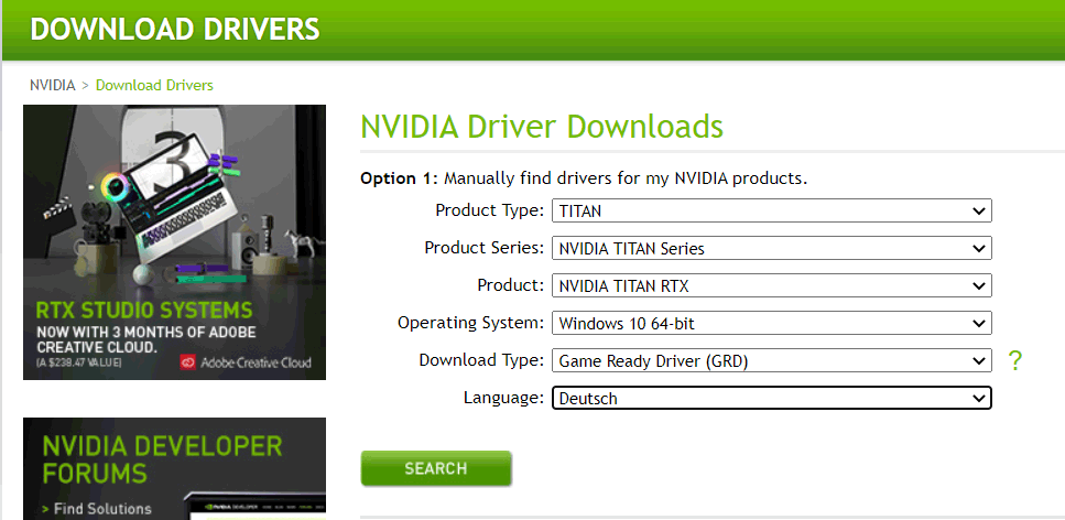 NVIDIA-Treiber herunterladen