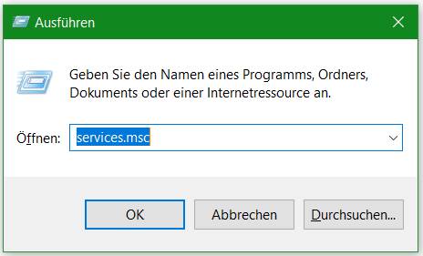 Windows Dienste öffnen mit Ausführen