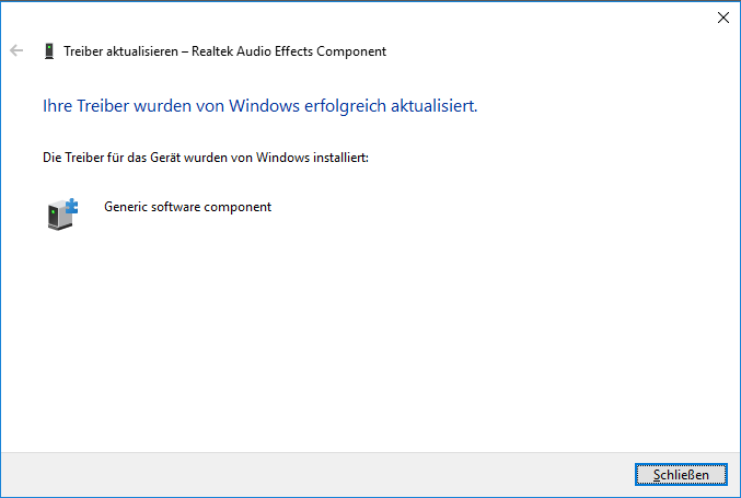 Windows hat Ihre Treiber erfolgreich aktualisiert