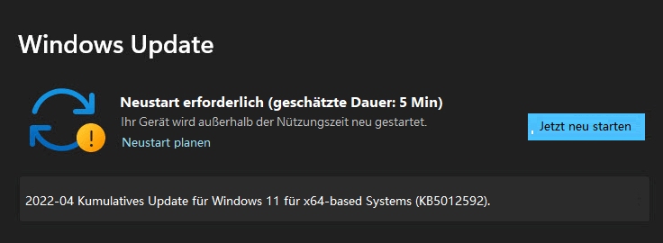 Windows 11 KB5012592 in Windows Update