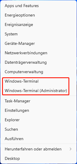 Führen Sie Windows Terminal aus dem WinX-Menü aus