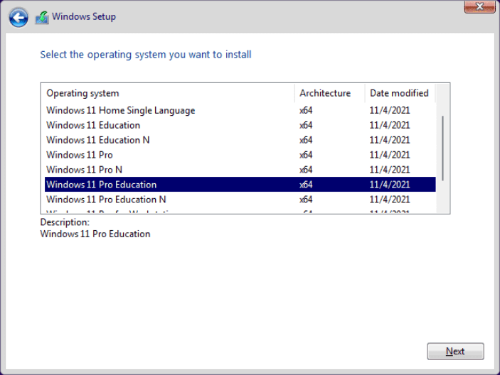 Windows 11-Edition im Setup