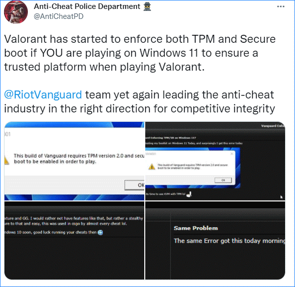 Valorant kann nicht unter Windows 11 ausgeführt werden