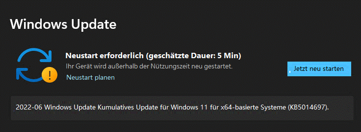 Windows 11 KB5014697 in Windows Update