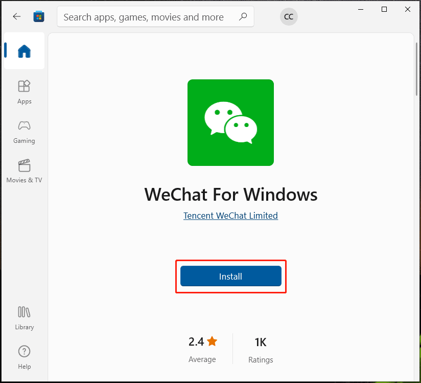 WeChat für Windows 10 über den Store installieren