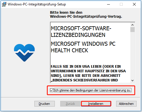 PC Health Check-Anwendung installieren