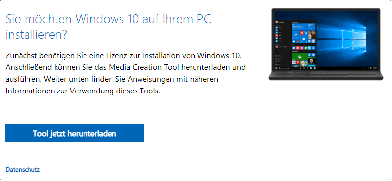 Laden Sie das Windows 10 Media Creation Tool herunter
