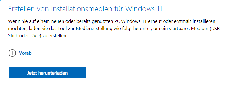 Windows 11 Medienerstellungstool herunterladen