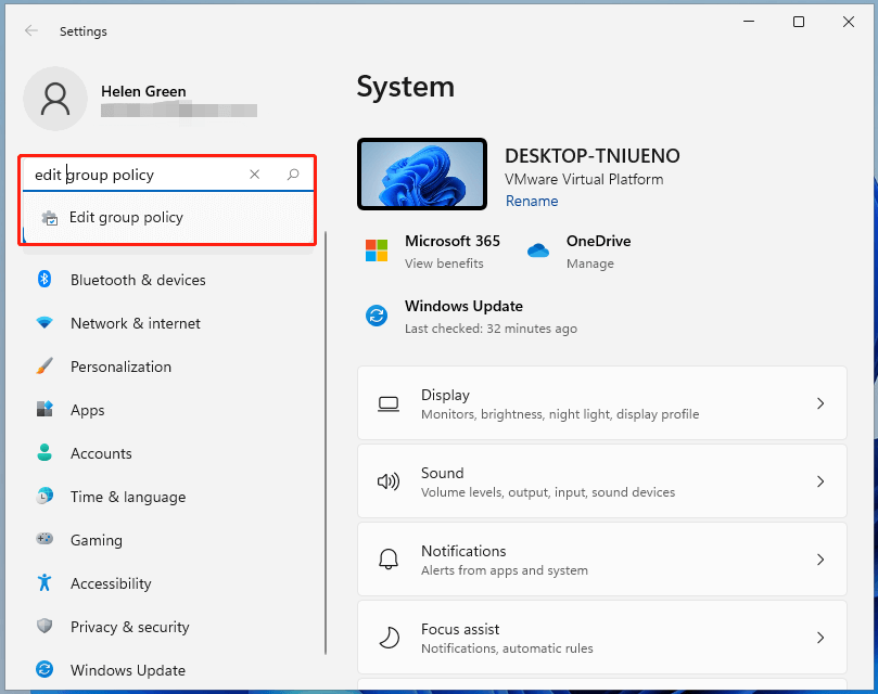 設定から Windows 11 グループ ポリシー エディターを開く