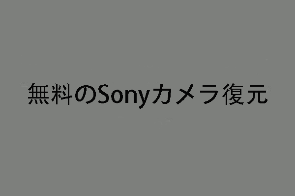 無料！Sonyカメラ復元：削除/紛失した動画/写真の復元