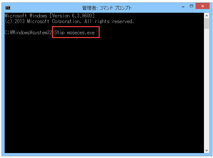 「Stop msseces.exe」と入力します