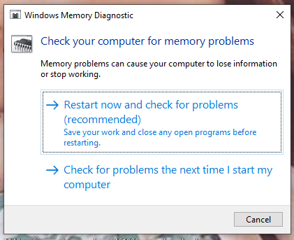 Windows メモリ診断を使用する