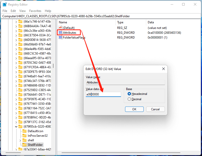 値のデータをa0600000に変更します