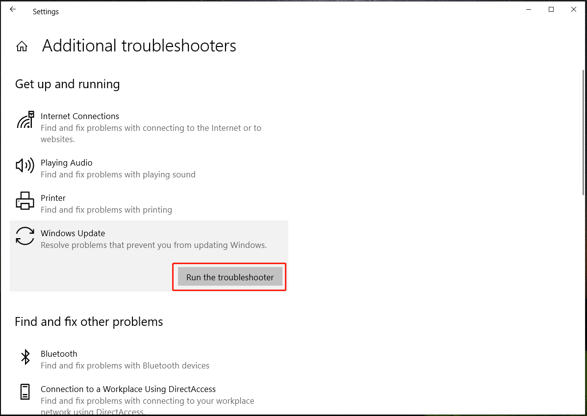 Windowsアップデートのトラブルシューティングツール