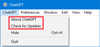 ChatGPT について説明し、更新を確認する
