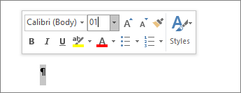 フォントサイズを1に設定します