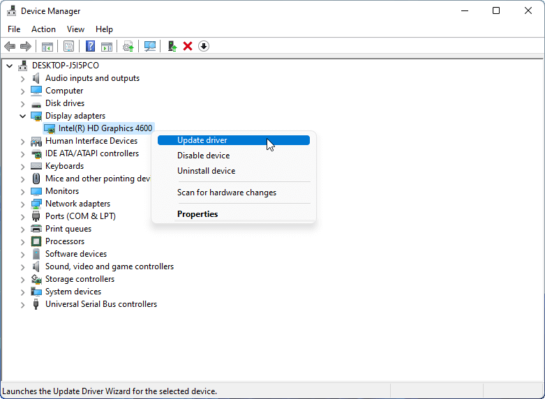 Windows 11デバイスマネージャーでグラフィックドライバーを更新する