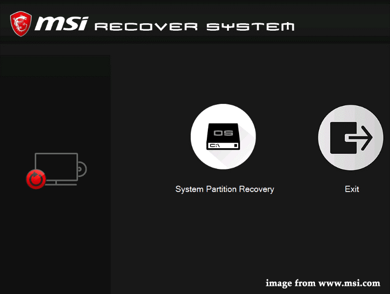 System Partition Recoveryをクリックする