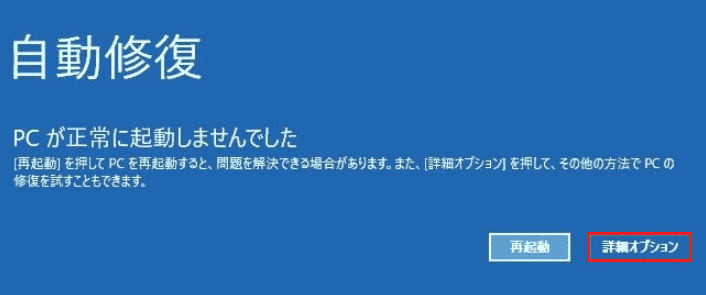 「詳細オプション」ボタンをクリック