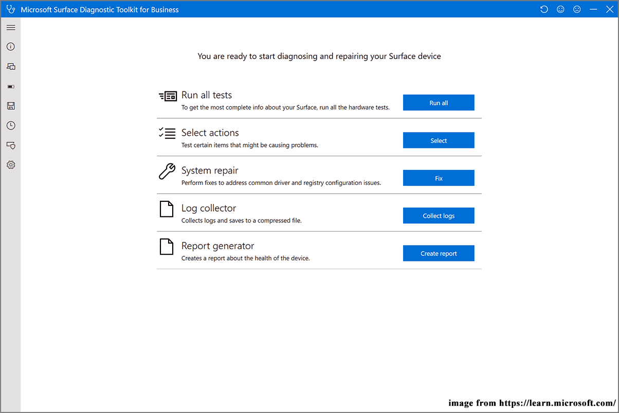 Surface Diagnostic Toolkitを実行する