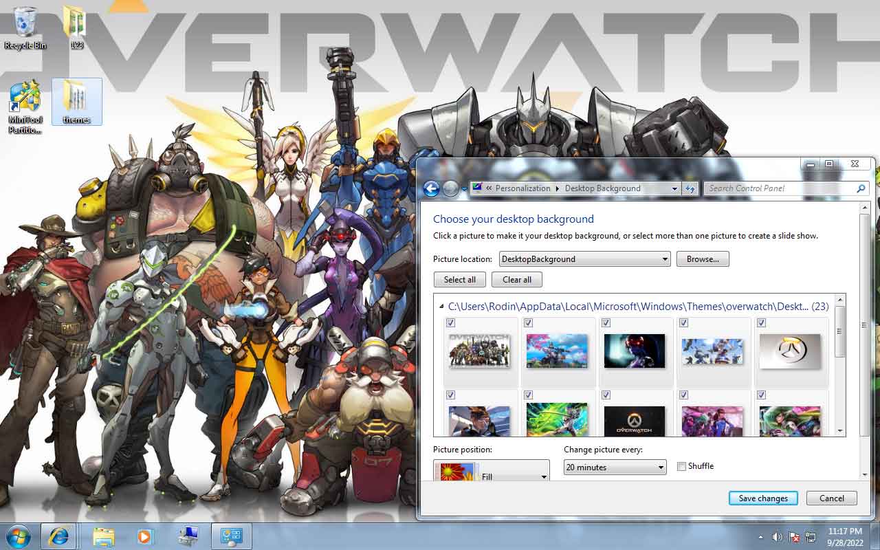 Windows 7 Overwatchのテーマ