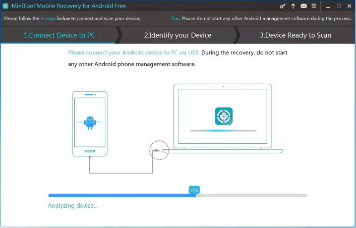 MiniTool Mobile Recovery for Androidは自動化されたデバイス分析プロセスを開始