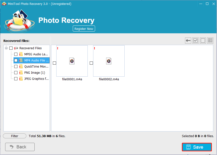 MiniTool Photo Recoveryで「Save」をクリックしてファイルを安全な場所に保存