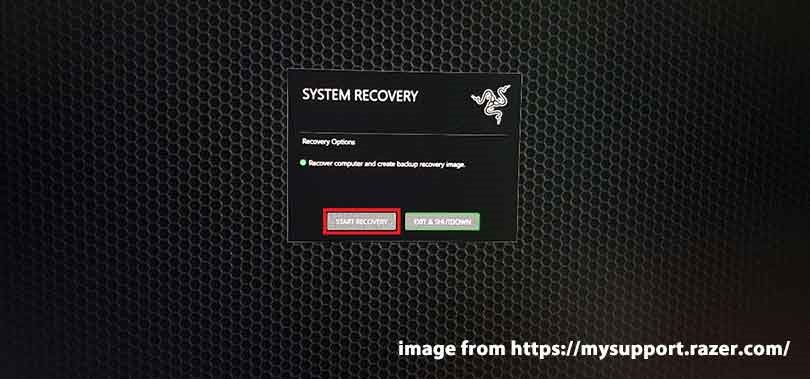 Razerノートパソコンで「SYSTEM RECOVERY」機能を実行する