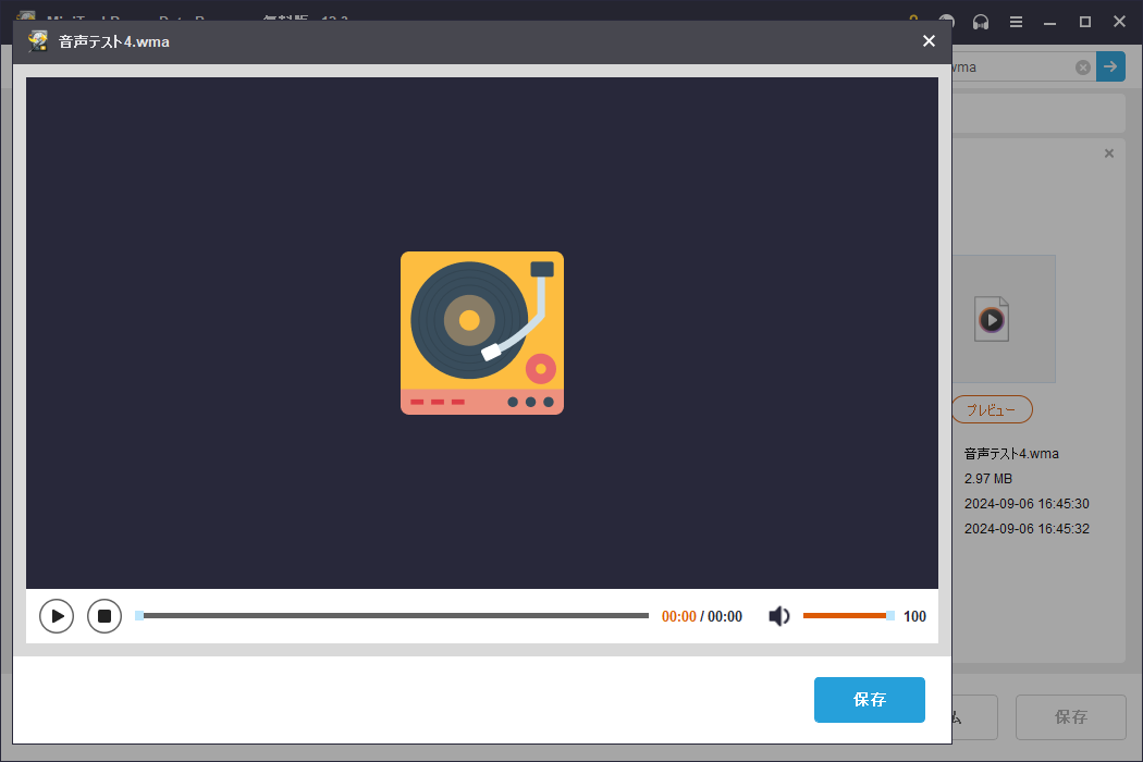 MiniTool Power Data Recoveryで「プレビュー」ボタンをクリックしてWMAファイルををプレビュー