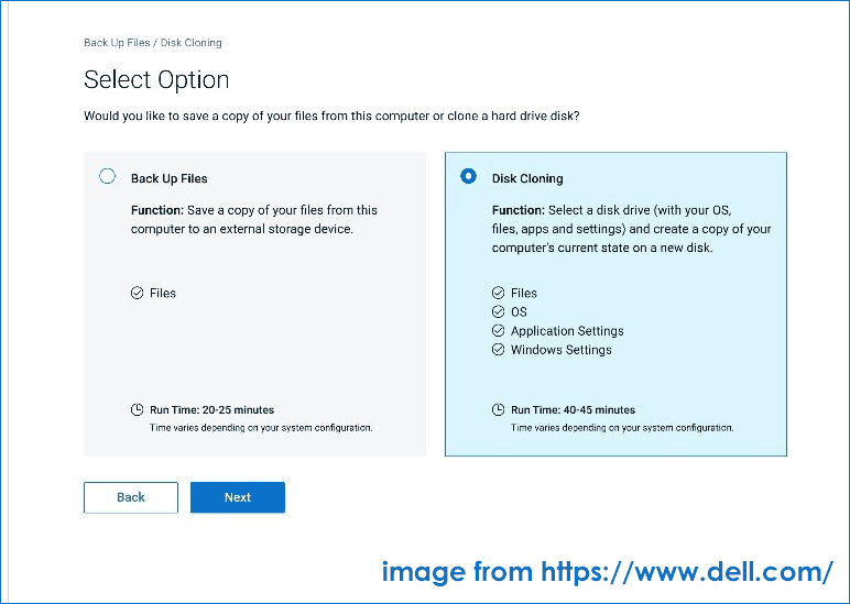 SupportAssist OS Recoveryで「ディスクのクローン」にチェックを入れる