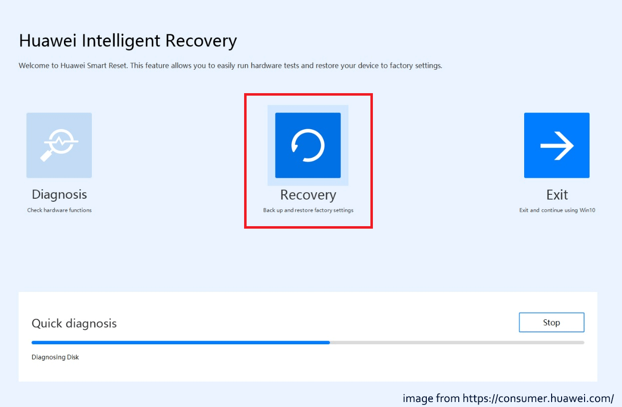 Huawei Intelligent Recoveryで初期化を開始する