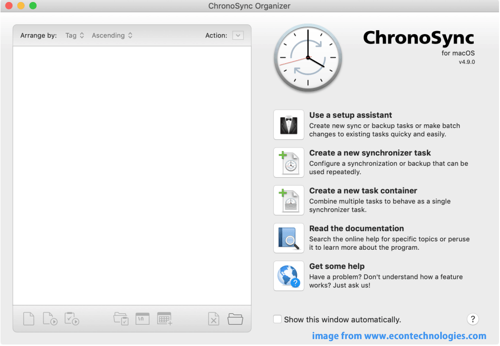 Chronosyncで「新規シンクロナイザタスクを作成」をクリックする
