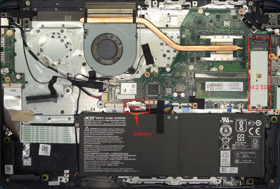 Acer Aspire 5 A515-51Gの内部