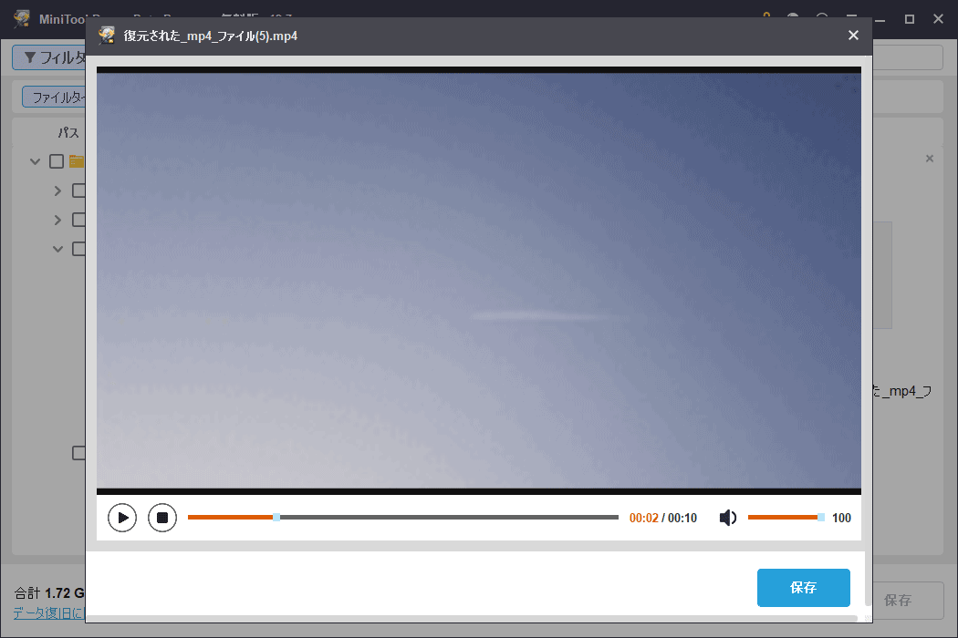 MiniTool Power Data Recoveryでファイルをダブルクリックしてプレビューする状態
