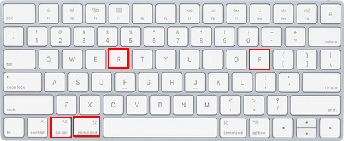 キーボードでCommand + Option + P + Rキーを押す様子