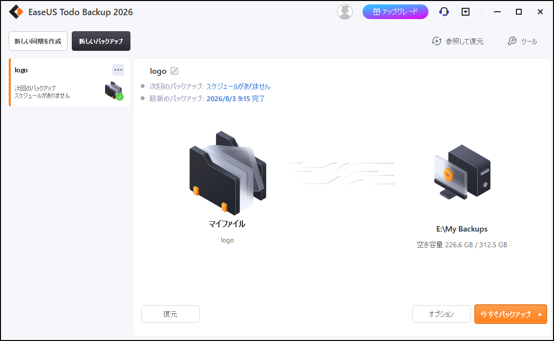 EaseUS Todo Backupのメイン画面