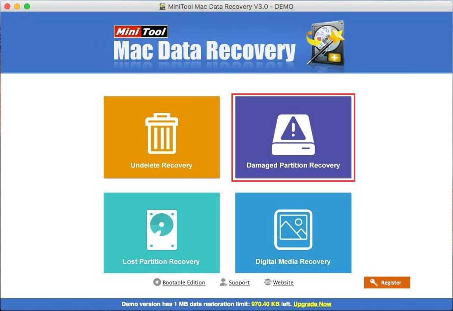 「Damaged Partition Recovery 」を選択する