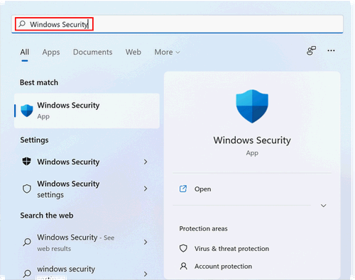Windows Securityと入力する