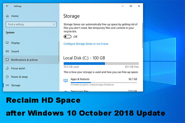 Reclaim HD Space after Windows 10 October 2018 Update
