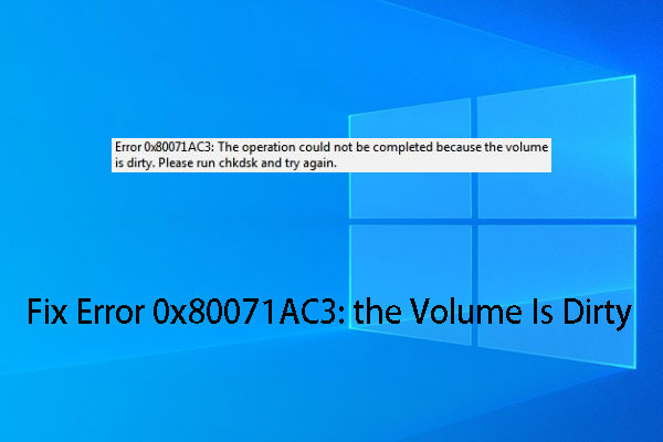 Effective Solutions for Error 0x80071AC3: the Volume Is Dirty