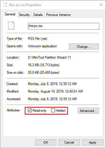 The Method to Set and Remove the Read-only Property of a File