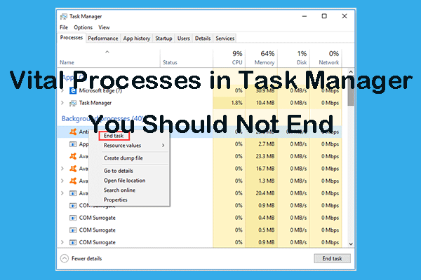 Vital Processes in Task Manager You Should Not End