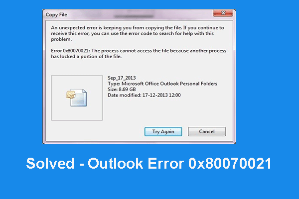 Top 5 Ways to Solve Error 0x80070021 in Outlook