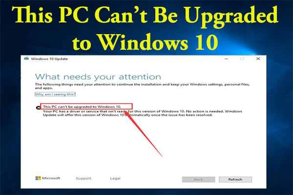 Full Guide to Fix: This PC Can’t Be Upgraded to Windows 10